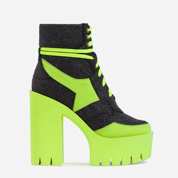 Black multi glitter lime heeled bootie - Picture 3 of 6